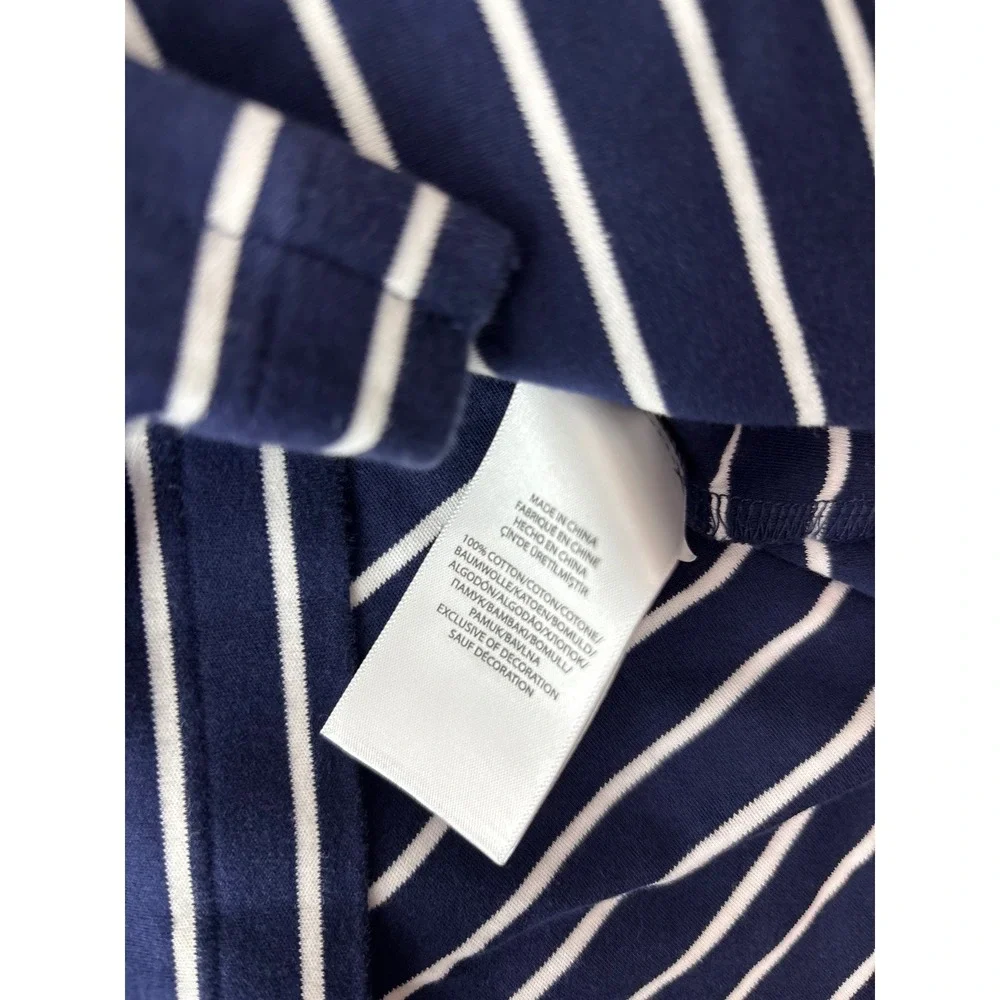 Polo Ralph Lauren Mens XL Pima Soft Touch Striped Polo Shirt Navy Blue White